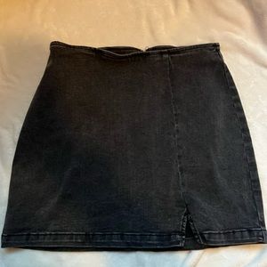 black denim skirt with slit